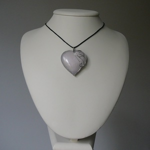 Rózsaszín kalcit szív medál - ékszer - nyaklánc - medálos nyaklánc - Meska.hu