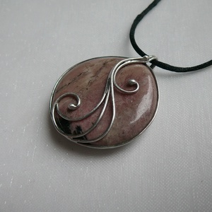 Rodonit medál, Ékszer, Nyaklánc, Medálos nyaklánc, Ékszerkészítés, Fémmegmunkálás, MESKA