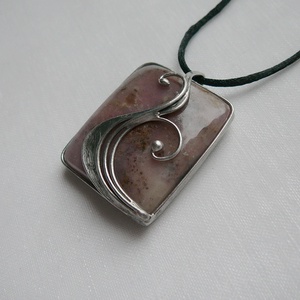 Rózsaszín opál medál, Ékszer, Nyaklánc, Medálos nyaklánc, Ékszerkészítés, Fémmegmunkálás, MESKA