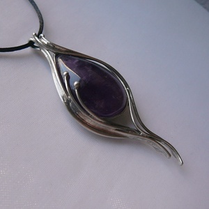 Ametiszt medál, Ékszer, Nyaklánc, Medálos nyaklánc, Ékszerkészítés, Fémmegmunkálás, MESKA