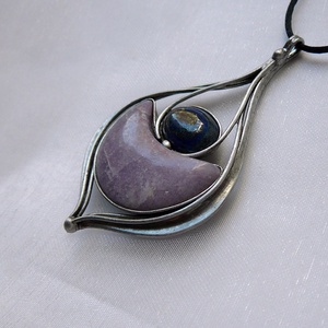 Lepidolit medál, Ékszer, Nyaklánc, Medálos nyaklánc, Ékszerkészítés, Fémmegmunkálás, MESKA