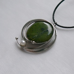 Nefrit medál, Ékszer, Nyaklánc, Medálos nyaklánc, Ékszerkészítés, Fémmegmunkálás, MESKA