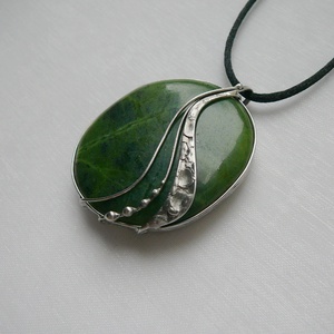 Nefrit medál, Ékszer, Nyaklánc, Medálos nyaklánc, Ékszerkészítés, Fémmegmunkálás, MESKA