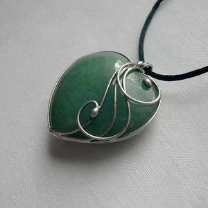 Aventurin szív medál, Ékszer, Nyaklánc, Medálos nyaklánc, Ékszerkészítés, Fémmegmunkálás, MESKA