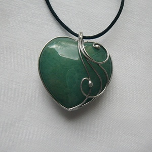 Aventurin szív medál - ékszer - nyaklánc - medálos nyaklánc - Meska.hu