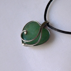 Aventurin mini szív medál, Ékszer, Nyaklánc, Medálos nyaklánc, Ékszerkészítés, Fémmegmunkálás, MESKA