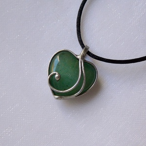 Aventurin mini szív medál - ékszer - nyaklánc - medálos nyaklánc - Meska.hu