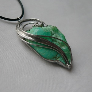 Krizopráz medál, Ékszer, Nyaklánc, Medálos nyaklánc, Ékszerkészítés, Fémmegmunkálás, MESKA