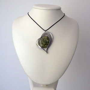 Óceán jáspis szív medál - ékszer - nyaklánc - medálos nyaklánc - Meska.hu