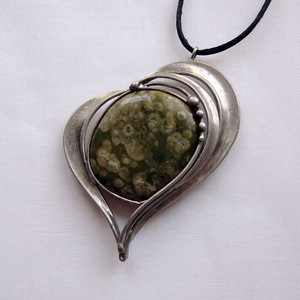 Óceán jáspis szív medál - ékszer - nyaklánc - medálos nyaklánc - Meska.hu