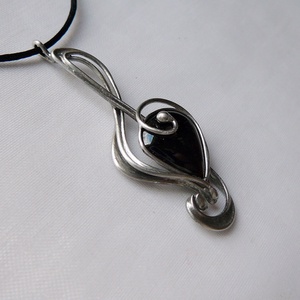 Gránát violinkulcs medál, Ékszer, Nyaklánc, Medálos nyaklánc, Ékszerkészítés, Fémmegmunkálás, MESKA