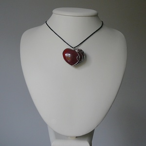 Vörös jáspis szív medál - ékszer - nyaklánc - medálos nyaklánc - Meska.hu