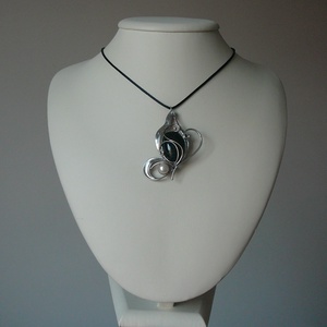 Fekete turmalin szív medál - ékszer - nyaklánc - medálos nyaklánc - Meska.hu