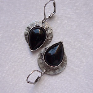 Ónix fülbevaló - ékszer - fülbevaló - lógós kerek fülbevaló - Meska.hu