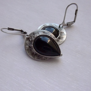 Ónix fülbevaló - ékszer - fülbevaló - lógós kerek fülbevaló - Meska.hu