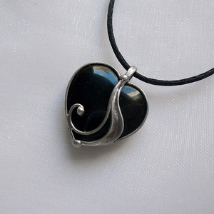 Ónix mini szív medál - ékszer - nyaklánc - medálos nyaklánc - Meska.hu