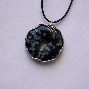 Hópehely obszidián medál - ékszer - nyaklánc - medálos nyaklánc - Meska.hu