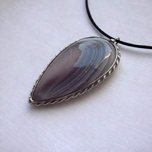 Botswana achát csepp medál, Ékszer, Nyaklánc, Medálos nyaklánc, Ékszerkészítés, Fémmegmunkálás, MESKA