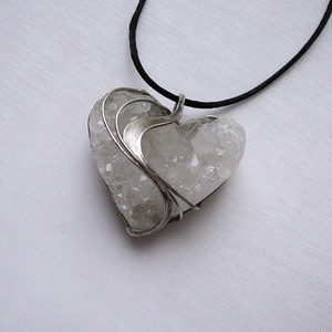 Hegyikristály geóda szív medál - ékszer - nyaklánc - medálos nyaklánc - Meska.hu