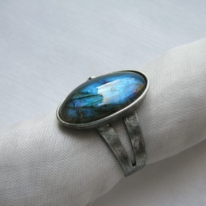 Labradorit gyűrű, Ékszer, Gyűrű, Szoliter gyűrű, Ékszerkészítés, Fémmegmunkálás, MESKA