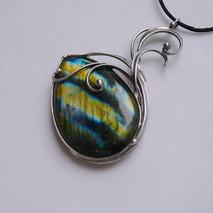 Labradorit medál, Ékszer, Nyaklánc, Medál, Ékszerkészítés, Fémmegmunkálás, MESKA