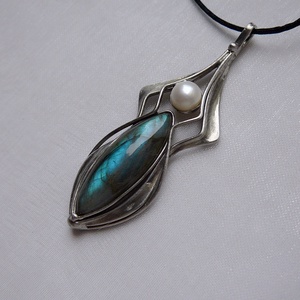 Labradorit medál, Ékszer, Nyaklánc, Medál, Ékszerkészítés, Fémmegmunkálás, MESKA