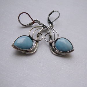 Kék opál fülbevaló - ékszer - fülbevaló - lógó fülbevaló - Meska.hu