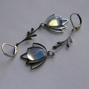 Opalit fülbevaló - ékszer - fülbevaló - lógó fülbevaló - Meska.hu