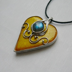 Labradorit szív medál, Ékszer, Nyaklánc, Medál, Ékszerkészítés, Fémmegmunkálás, MESKA