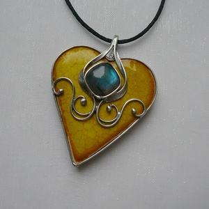 Labradorit szív medál - ékszer - nyaklánc - medál - Meska.hu