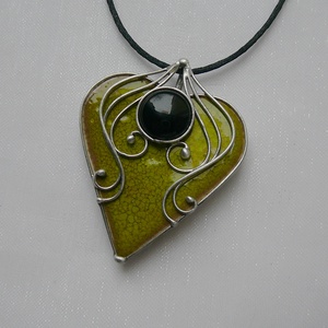 Ónix szív medál - ékszer - nyaklánc - medálos nyaklánc - Meska.hu