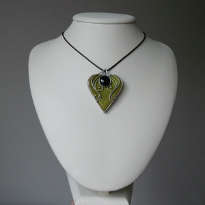 Ónix szív medál - ékszer - nyaklánc - medálos nyaklánc - Meska.hu