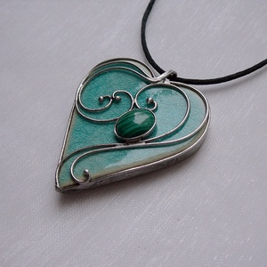 Malachit szív medál - Meska.hu