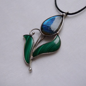 Labradorit virág medál - Meska.hu