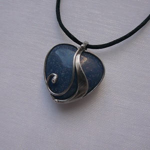 Kék kvarc mini szív medál - ékszer - nyaklánc - medálos nyaklánc - Meska.hu