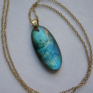 Labradorit medálos nyaklánc, Ékszer, Nyaklánc, Medál, Ékszerkészítés, Fémmegmunkálás, MESKA