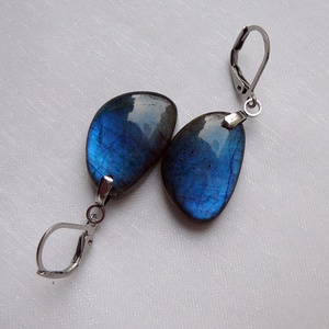Labradorit fülbevaló - ékszer - fülbevaló - lógó csepp fülbevaló - Meska.hu