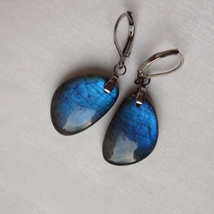 Labradorit fülbevaló - ékszer - fülbevaló - lógó csepp fülbevaló - Meska.hu