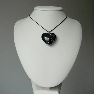 Obszidián szív medál - ékszer - nyaklánc - medálos nyaklánc - Meska.hu