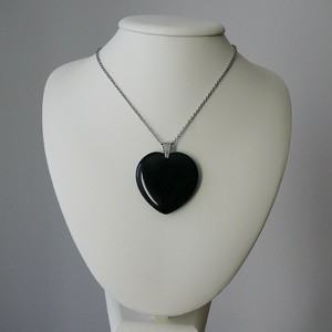 Ónix szív medálos nyaklánc - ékszer - nyaklánc - medálos nyaklánc - Meska.hu