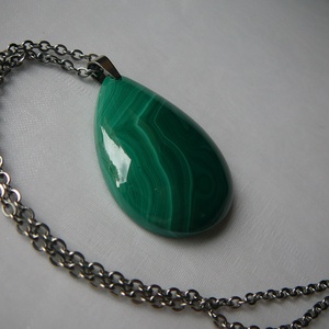 Malachit medálos nyaklánc, Ékszer, Nyaklánc, Medálos nyaklánc, Ékszerkészítés, Fémmegmunkálás, MESKA