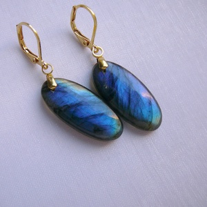 Labradorit fülbevaló - ékszer - fülbevaló - lógó csepp fülbevaló - Meska.hu