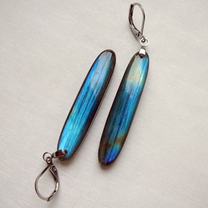 Labradorit fülbevaló - ékszer - fülbevaló - lógó fülbevaló - Meska.hu