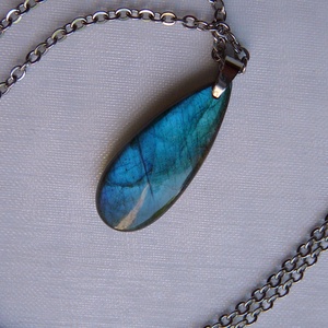 Labradorit medálos nyaklánc, Ékszer, Nyaklánc, Medálos nyaklánc, Ékszerkészítés, Fémmegmunkálás, MESKA