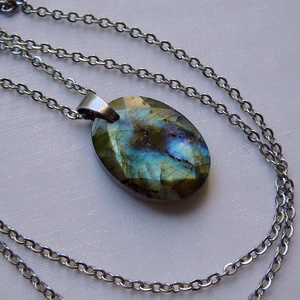 Labradorit medálos nyaklánc - ékszer - nyaklánc - medálos nyaklánc - Meska.hu