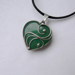 Aventurin mini szív medál - ékszer - nyaklánc - medálos nyaklánc - Meska.hu