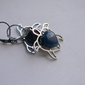 Lápisz lazuli teknős fülbevaló - ékszer - fülbevaló - lógó fülbevaló - Meska.hu