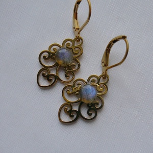 Labradorit fülbevaló - ékszer - fülbevaló - lógó fülbevaló - Meska.hu