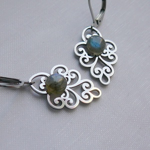 Labradorit fülbevaló, Ékszer, Fülbevaló, Lógó fülbevaló, Ékszerkészítés, MESKA