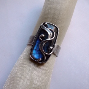 Labradorit gyűrű, Ékszer, Gyűrű, Szoliter gyűrű, Ékszerkészítés, Fémmegmunkálás, MESKA